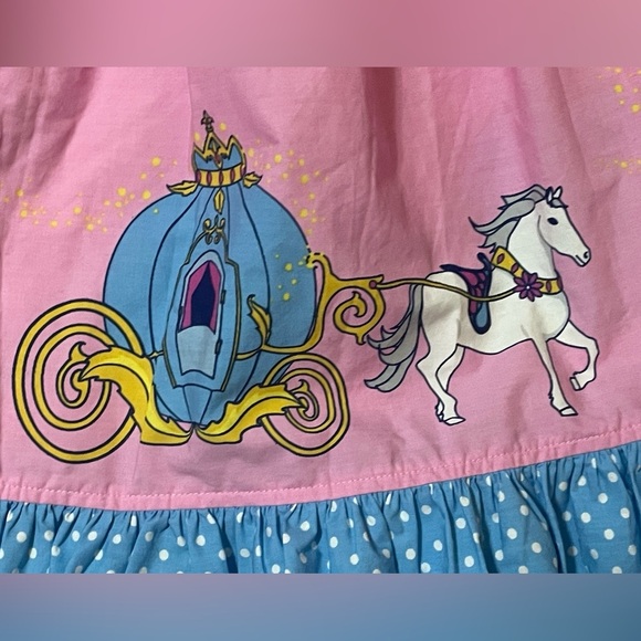 Whimsical Pink and Blue Kids Dress with Castle Design - Picture 4 of 6